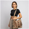 Mujer bolso lona mochila frente bolsillos cinto - GO