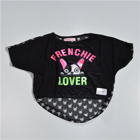 Nena remera pupera combinada estampa PERRITO FRENCHIE LOVER