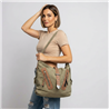 Mujer bolso lona mochila frente bolsillos cinto - GO
