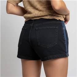 Mujer short jean combinado tiro medio ruedo  - EM
