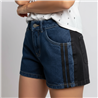 Mujer short jean combinado tiro medio ruedo  - EM