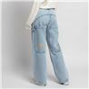 Mujer pantalon jean wide leg bolsillos bordado - EM