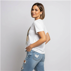 Mujer remera algodon frente brillo KINDNESS - SI