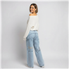 Mujer pantalon jean wide leg bolsillos bordado - EM