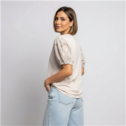 Mujer remera algodon mangas broderi - SI