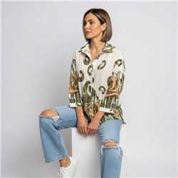 Mujer camisa lino estampa arabesco - SI