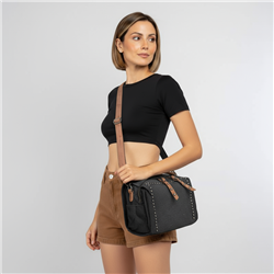 Mujer cartera lona morral frente tachas - GO