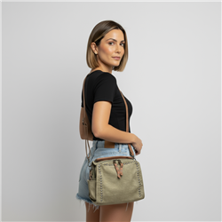 Mujer cartera lona morral frente tachas - GO