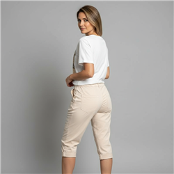 Mujer babucha capri lino elastizado letras brillos linea italiana - IB