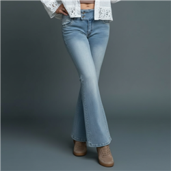 Mujer pantalon jean elastizado tiro corto oxford - EM