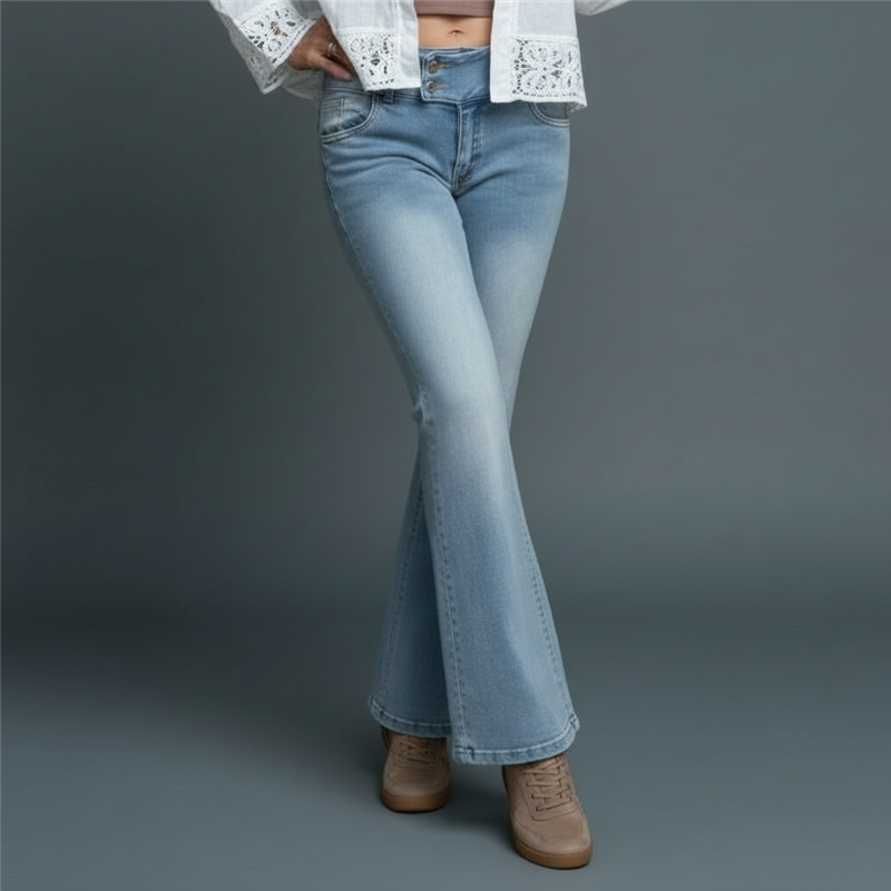 Mujer pantalon jean elastizado tiro corto oxford - EM