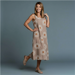 Mujer vestido lino largo bordado crochet - FRA