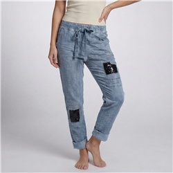 Mujer babucha lino elastizado parches tachas linea italiana - IB