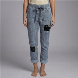 Mujer babucha lino elastizado parches tachas linea italiana - IB