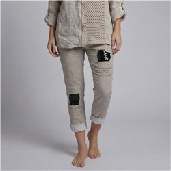 Mujer babucha lino elastizado parches tachas linea italiana - IB