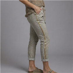 Mujer babucha lino elastizado tiras laterales linea italiana - IB