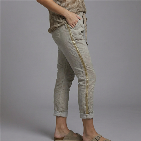 Mujer babucha lino elastizado tiras laterales linea italiana - IB