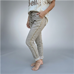 Mujer babucha lino elastizado tiras laterales linea italiana - IB