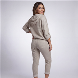 Mujer camisaco lino combinado tejido capucha linea italiana - IB