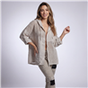 Mujer camisaco lino combinado tejido capucha linea italiana - IB