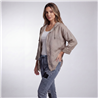 Mujer camisaco lino capucha aplique en espalda linea italiana - IB