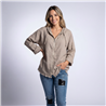 Mujer camisaco lino capucha aplique en espalda linea italiana - IB