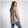 Mujer camisaco lino capucha aplique en espalda linea italiana - IB