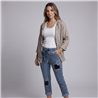 Mujer camisaco lino capucha aplique en espalda linea italiana - IB