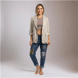 Mujer blazer lino combinado tejido linea italiana - IB