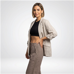 Mujer blazer lino combinado tejido linea italiana - IB
