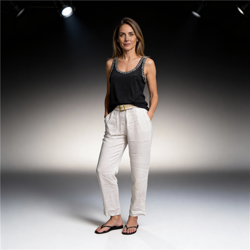 Mujer musculosa algodon tachas cuello mangas - FRA