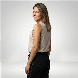 Mujer musculosa algodon tachas cuello mangas - FRA