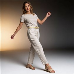 Mujer pantalon lino cinto linea italiana - IB