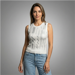 Mujer musculosa tejida laminada cierre en hombros - CA
