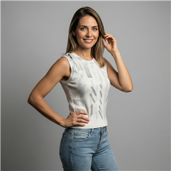 Mujer musculosa tejida laminada cierre en hombros - CA