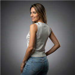 Mujer musculosa tejida laminada cierre en hombros - CA