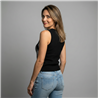 Mujer musculosa tejida laminada cierre en hombros - CA