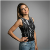 Mujer musculosa tejida laminada cierre en hombros - CA