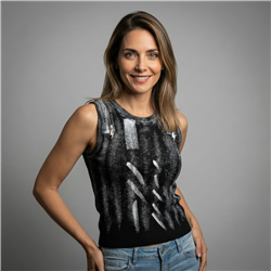 Mujer musculosa tejida laminada cierre en hombros - CA