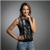 Mujer musculosa tejida laminada cierre en hombros - CA