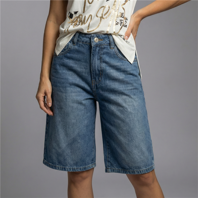 Mujer bermuda jean hebillas en cintura - BEL
