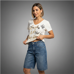 Mujer bermuda jean hebillas en cintura - BEL