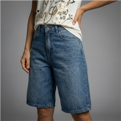 Mujer bermuda jean hebillas en cintura - BEL
