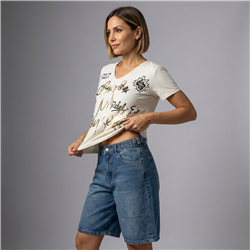Mujer bermuda jean hebillas en cintura - BEL