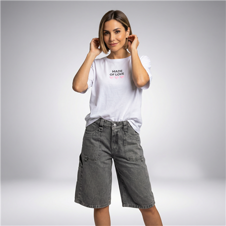 Mujer remera algodon amplia estampa corazones - EM