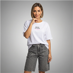 Mujer remera algodon amplia estampa corazones - EM