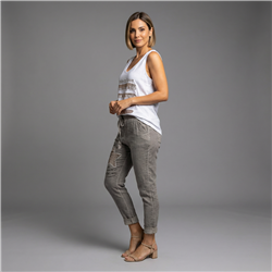 Mujer musculosa algodon amplia estampa lentejuelas linea italiana - IB