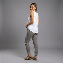 Mujer musculosa algodon amplia estampa lentejuelas linea italiana - IB