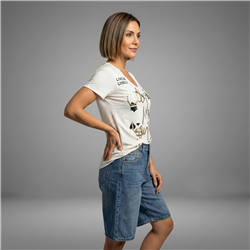 Mujer remera modal escote V estampa letras - IB