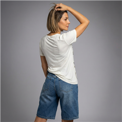 Mujer remera modal escote V estampa letras - IB